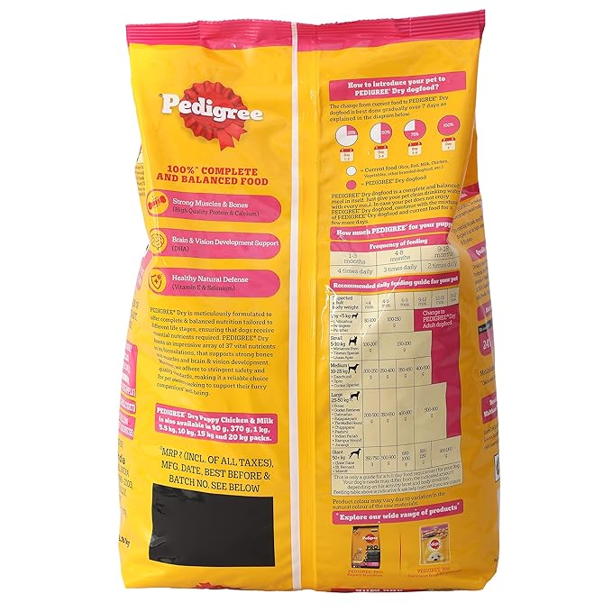 Pedigree Puppy Dry Dog Food, Chicken & Milk, 2.8Kg Pack